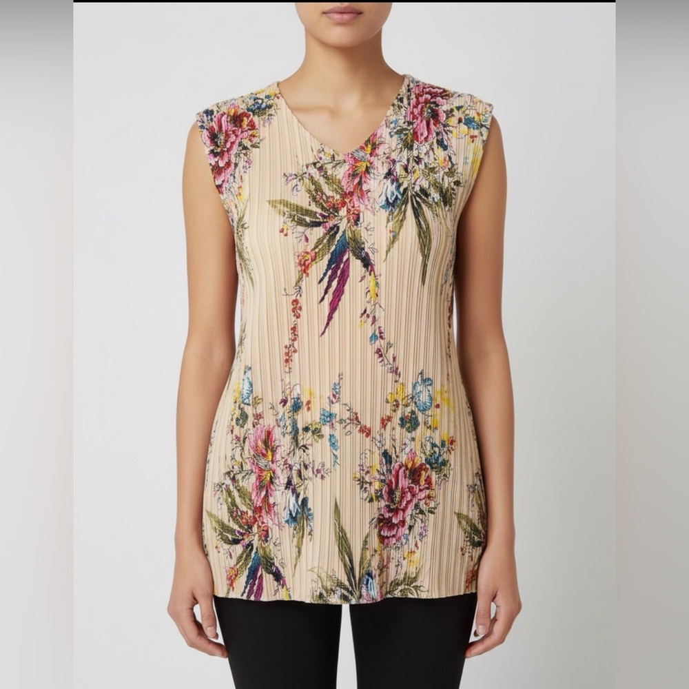 Dress Barn Multicolor Floral Pleated Blouse